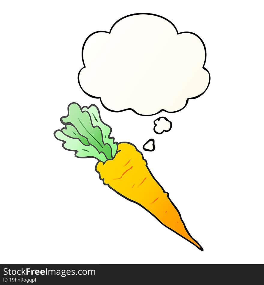 cartoon carrot and thought bubble in smooth gradient style