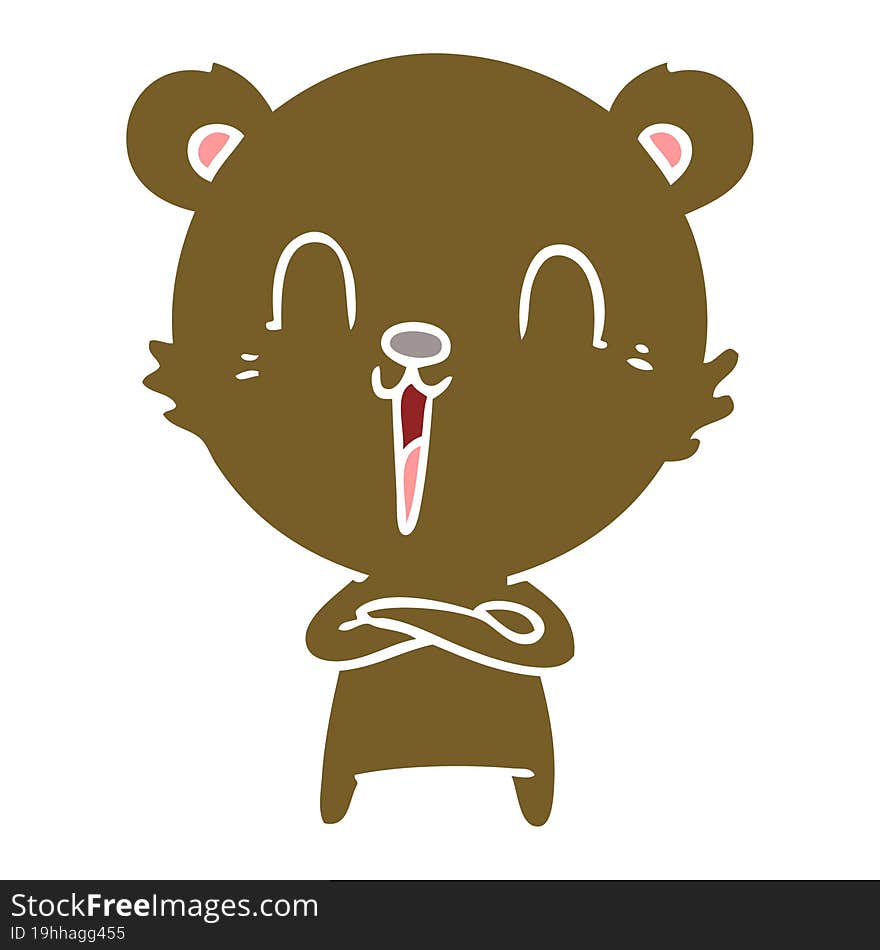 happy flat color style cartoon bear