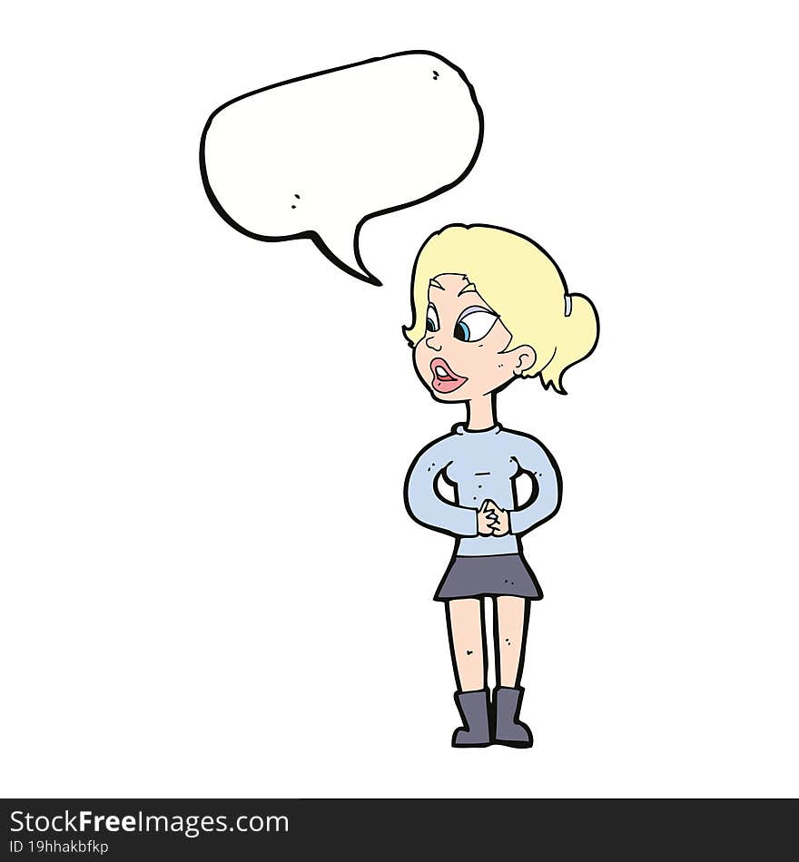 cartoon girl talking with speech bubble