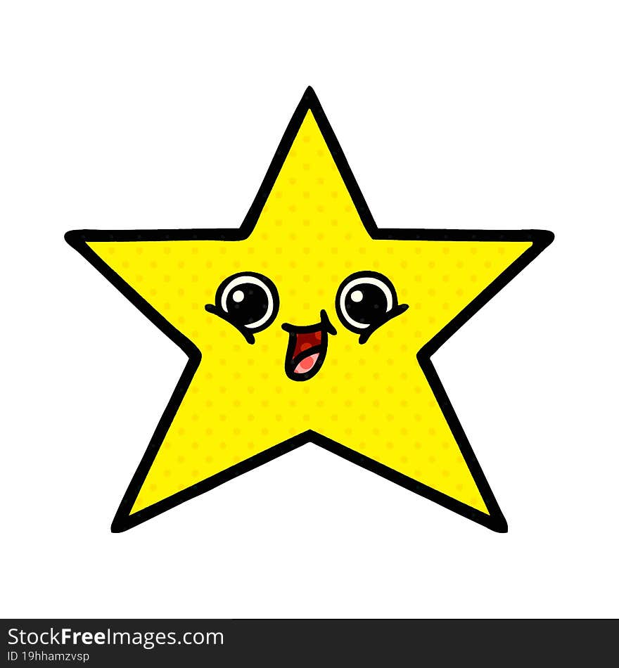 Comic Book Style Cartoon Gold Star