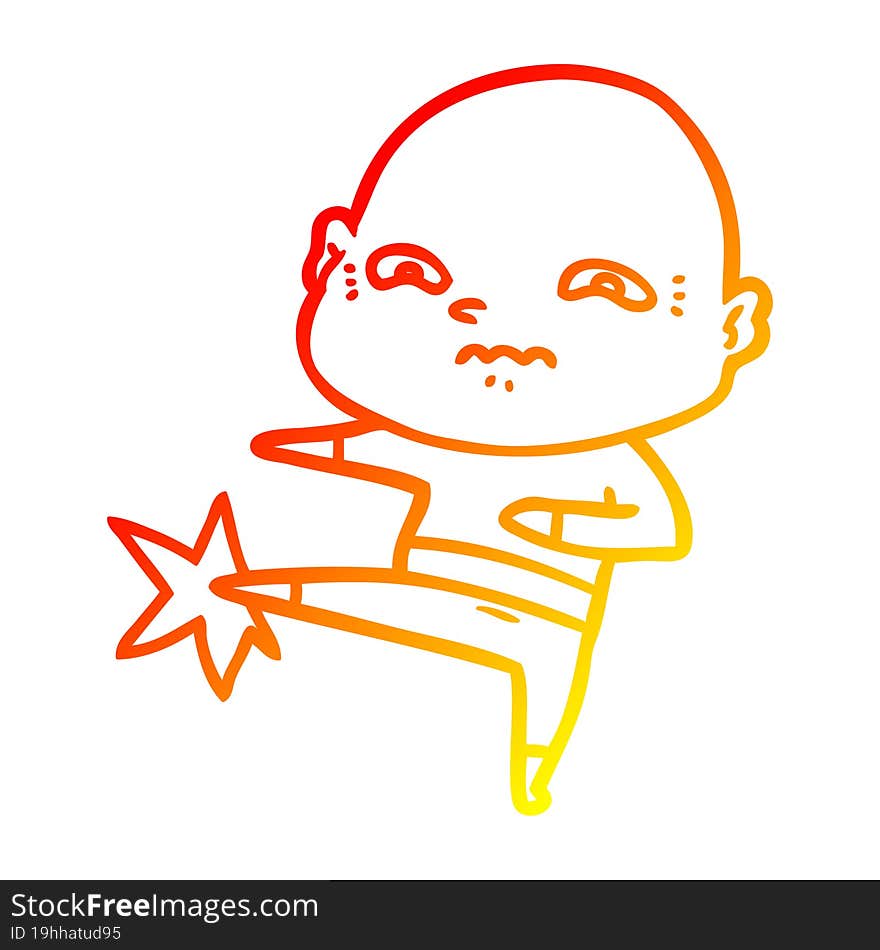 warm gradient line drawing cartoon nervous man