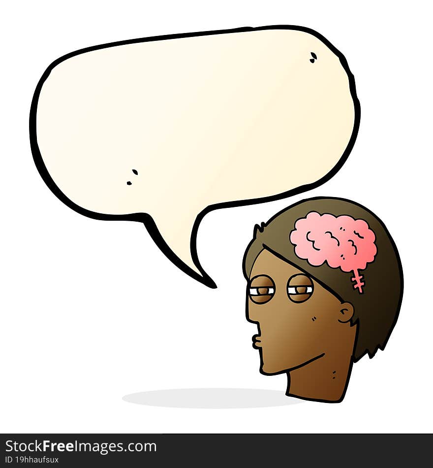 Cartoon Man Thinking Carefully With Speech Bubble