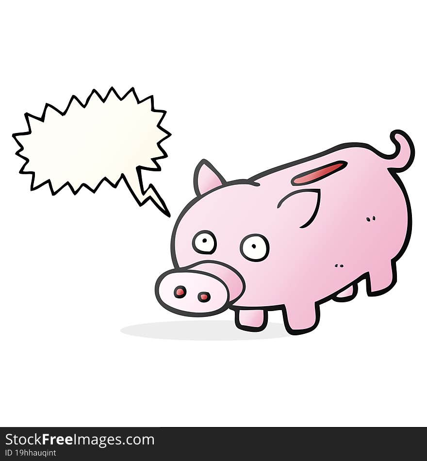 freehand drawn speech bubble cartoon piggy bank