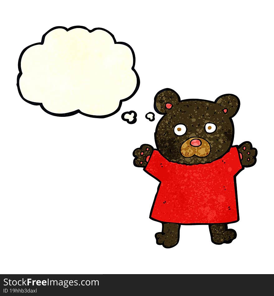 Cartoon Cute Black Bear With Thought Bubble