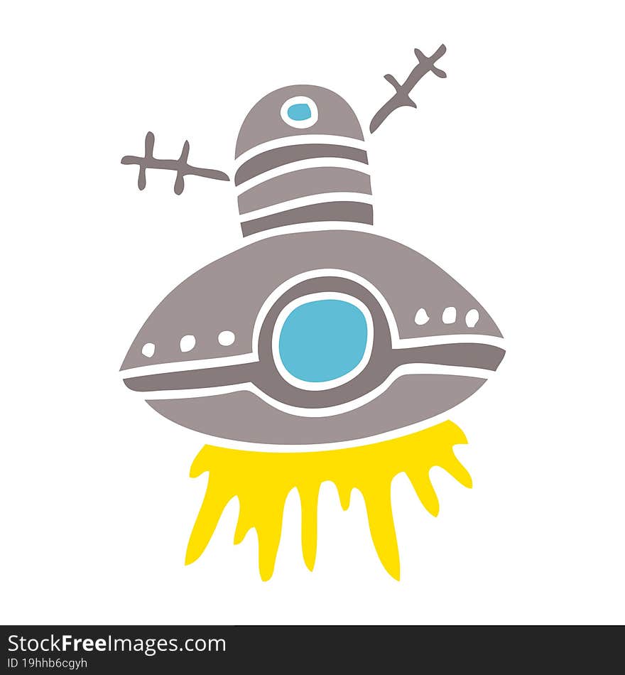 cartoon doodle alien spaceship