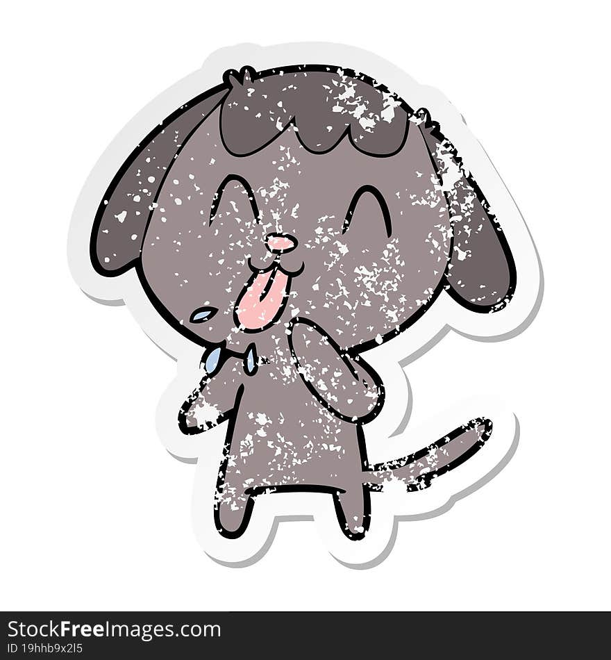 Distressed Sticker Of A Cute Cartoon Dog