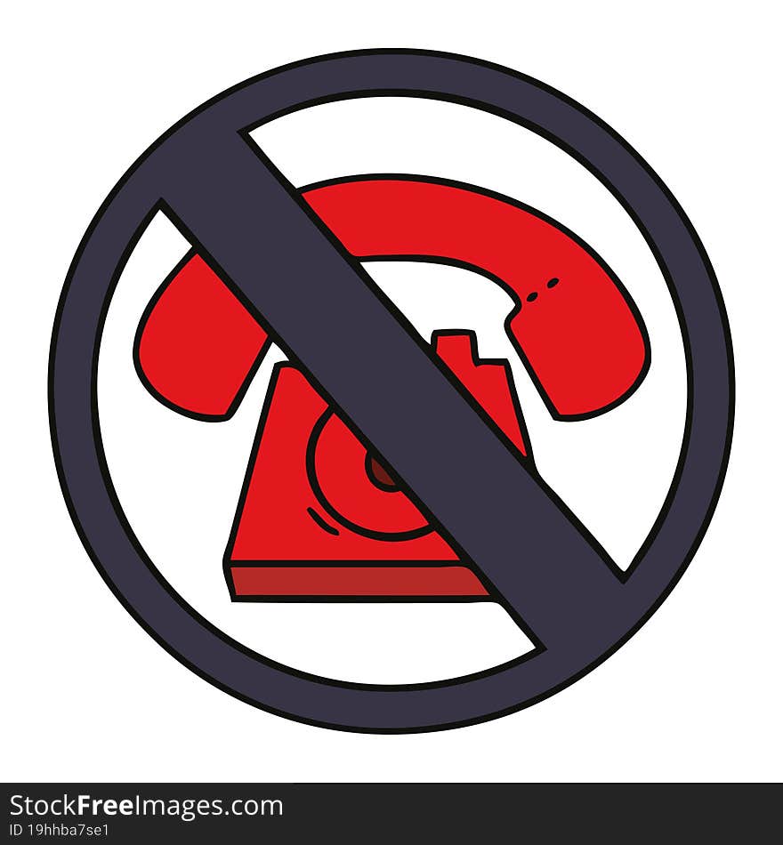 cute cartoon of a no phones allowed sign