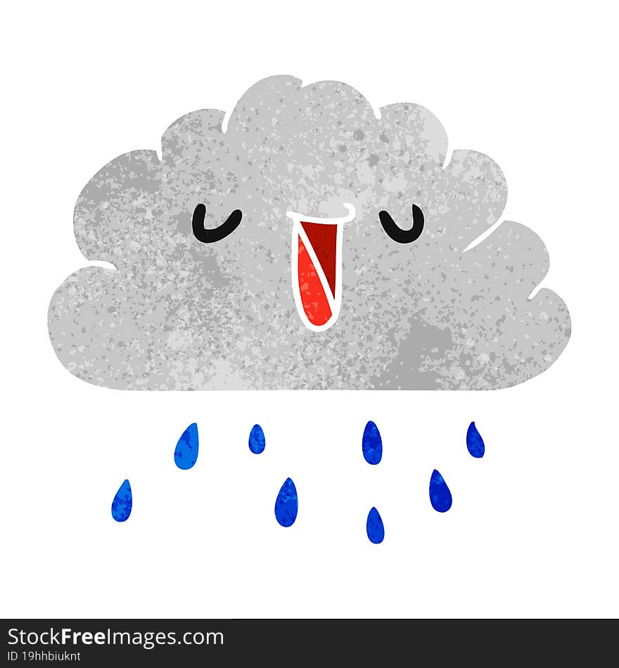 retro cartoon kawaii weather rain cloud