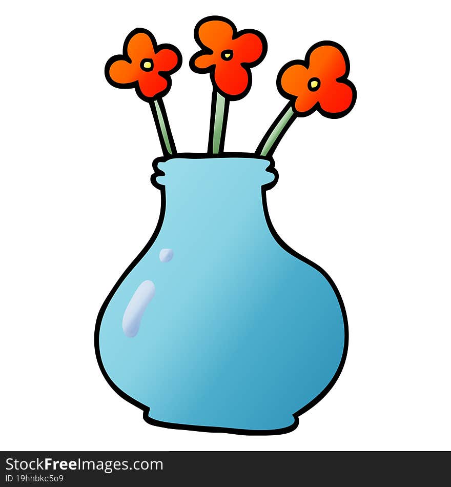 Cartoon Doodle Vase With Flowers