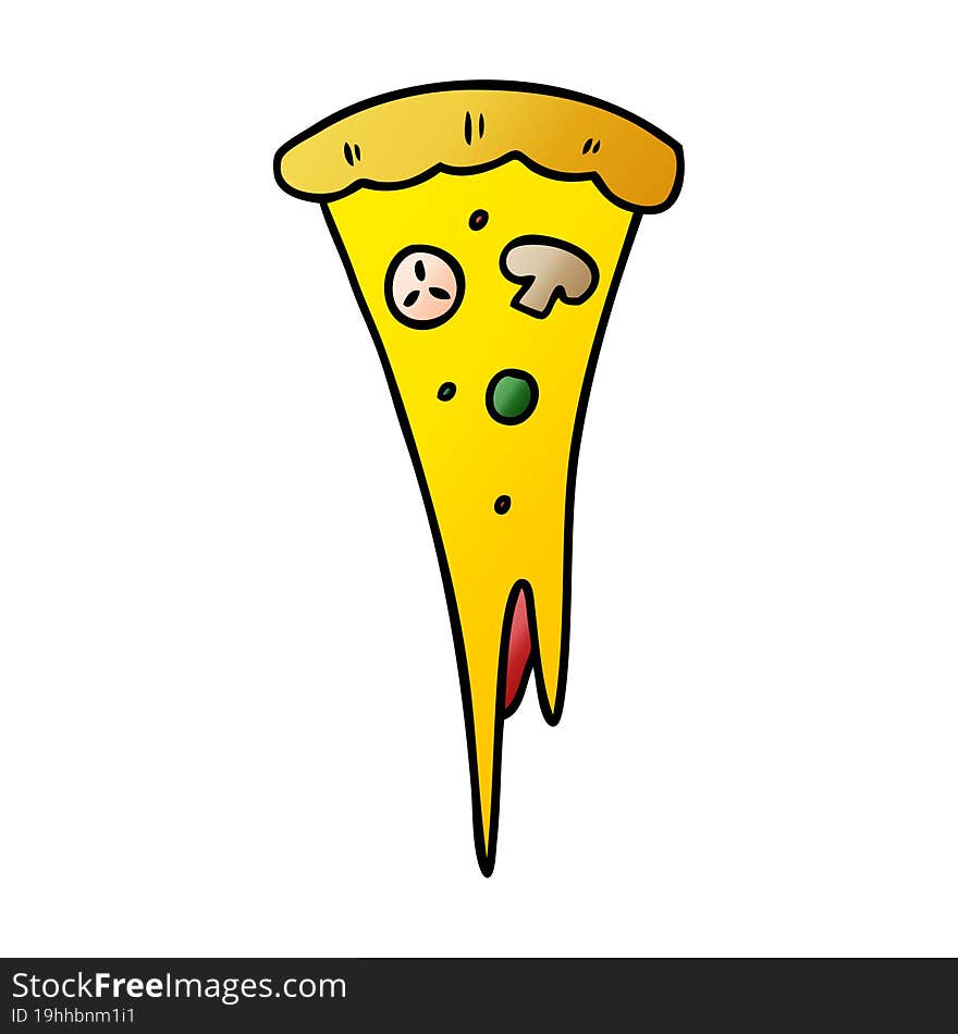 gradient cartoon doodle of a slice of pizza