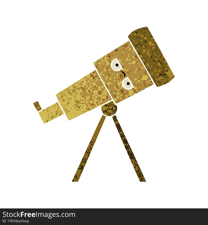 Retro Illustration Style Cartoon Telescope