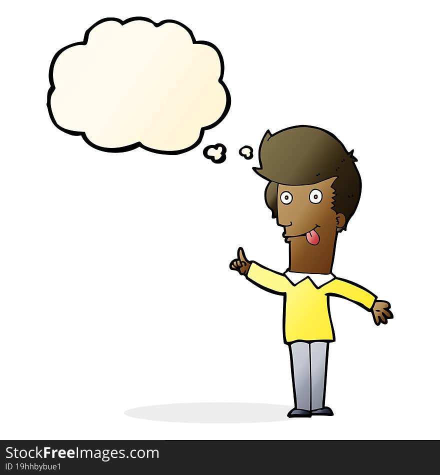 cartoon funny man with idea with thought bubble