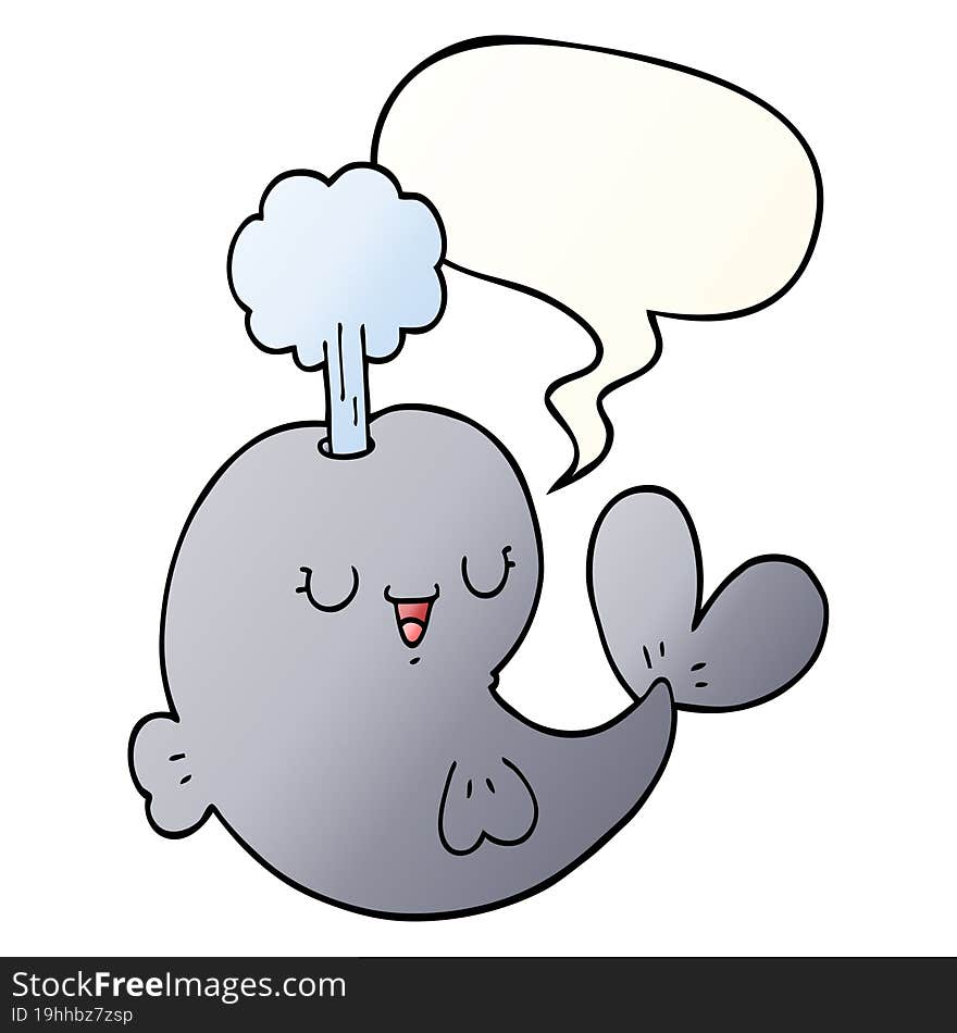 cartoon whale and speech bubble in smooth gradient style