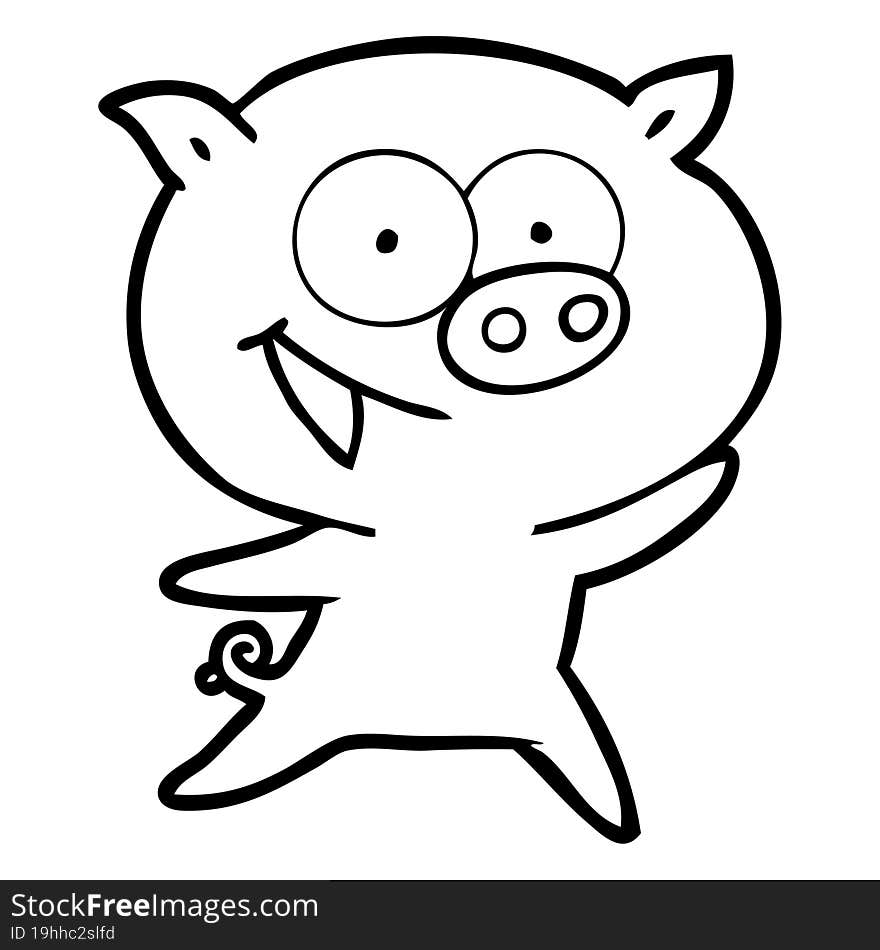 cheerful pig cartoon. cheerful pig cartoon