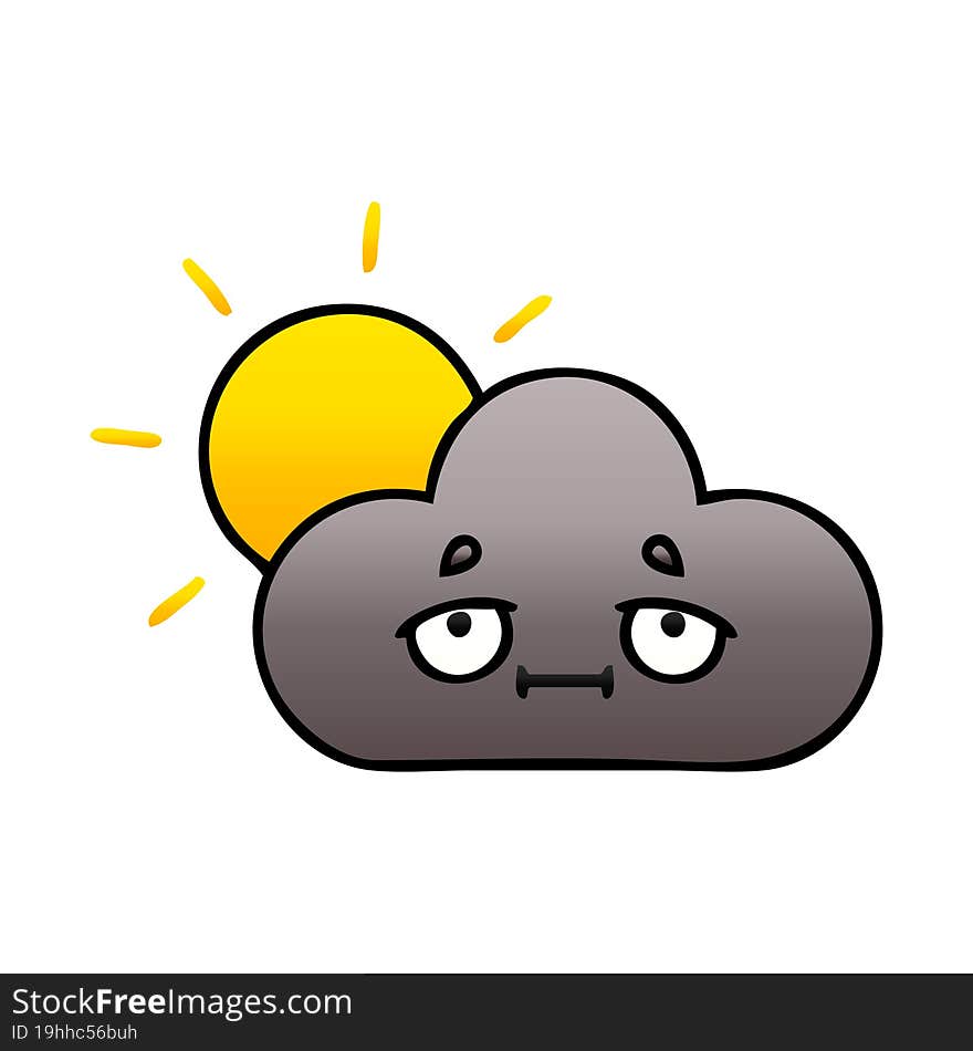 gradient shaded cartoon storm cloud and sun