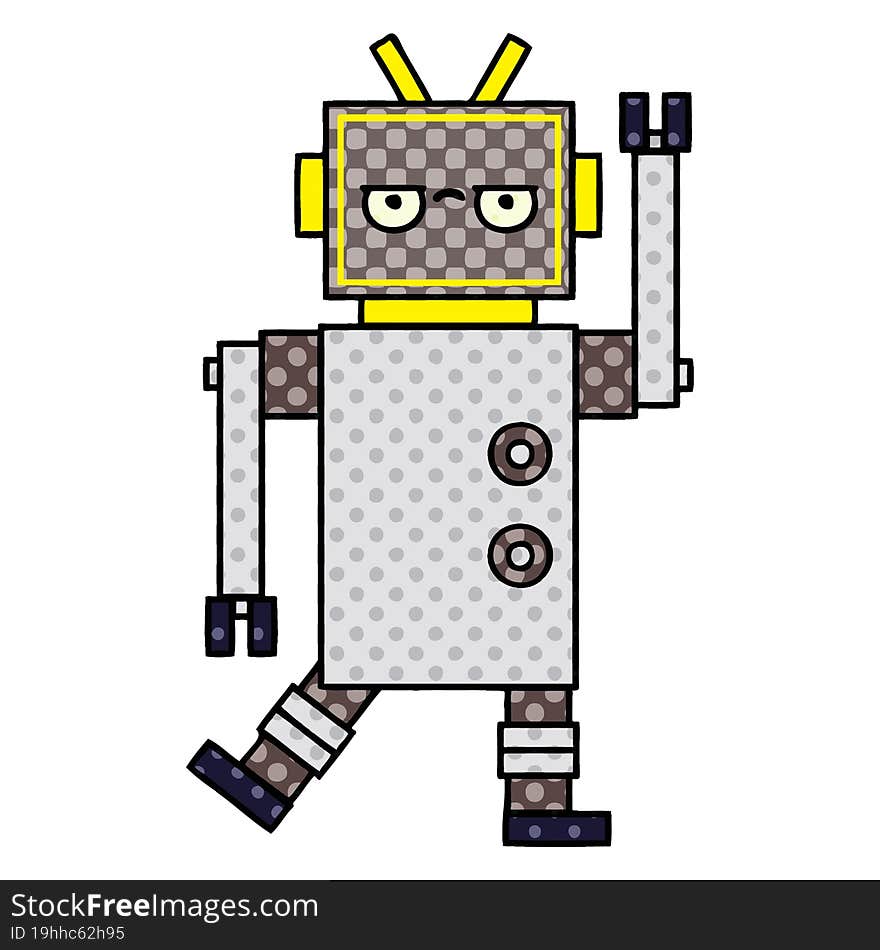 comic book style cartoon annoyed robot