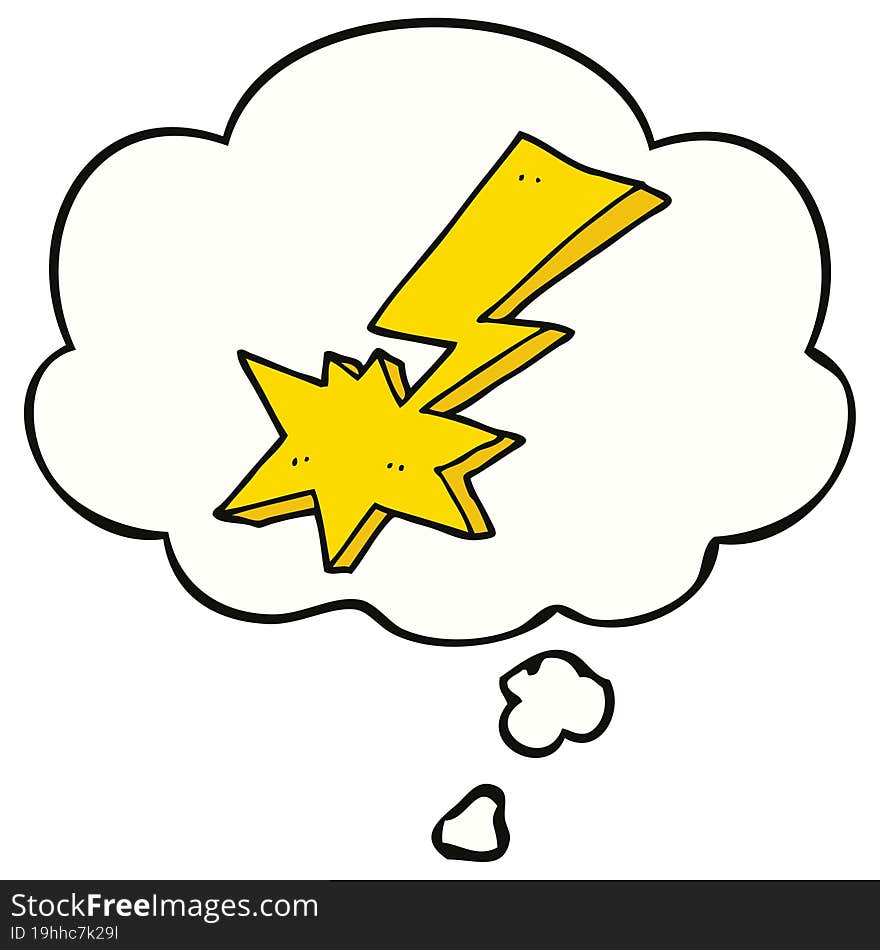 cartoon lightning bolt and thought bubble