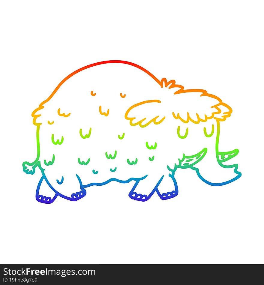 rainbow gradient line drawing cartoon prehistoric mammoth