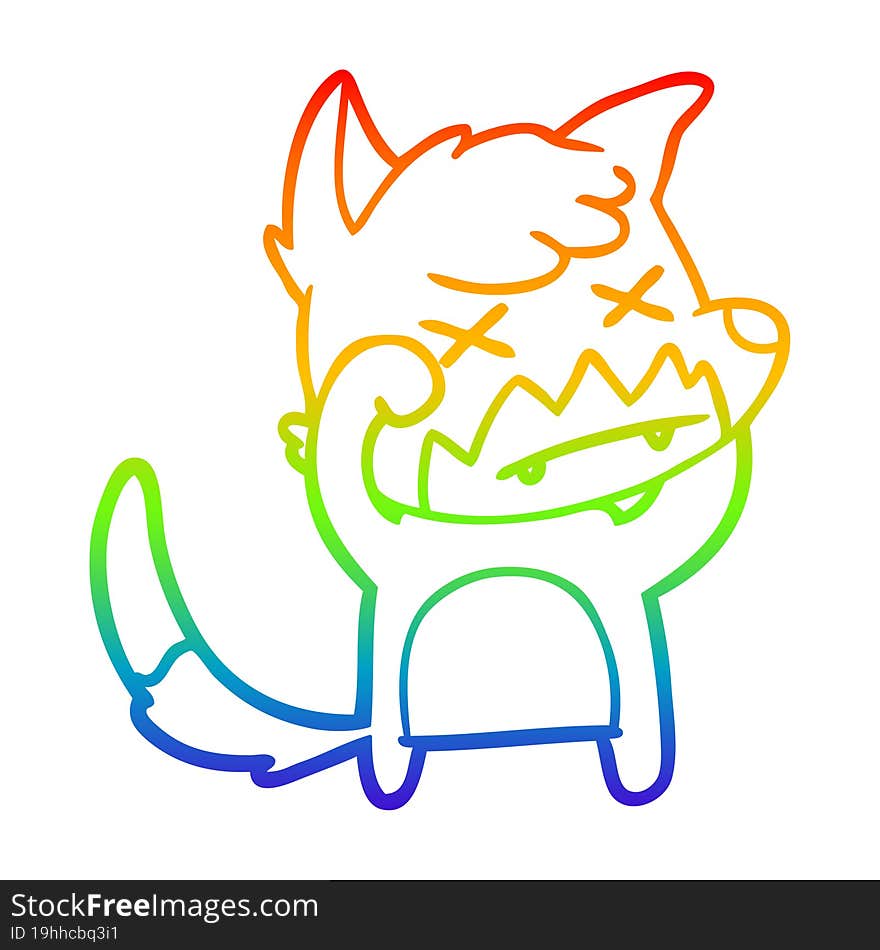 rainbow gradient line drawing cartoon dead fox