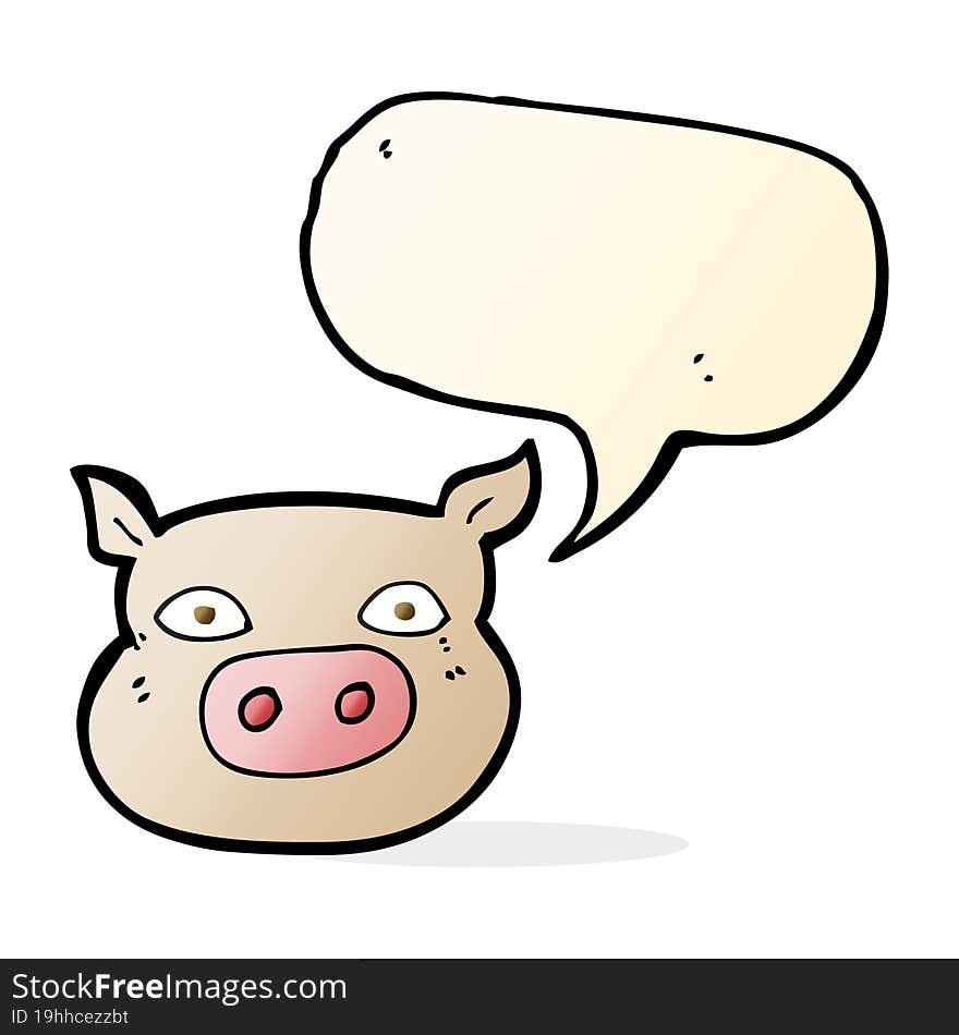 cartoon pig face with speech bubble