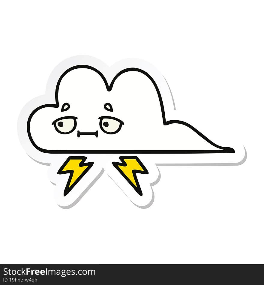 Sticker Of A Cute Cartoon Thunder Cloud