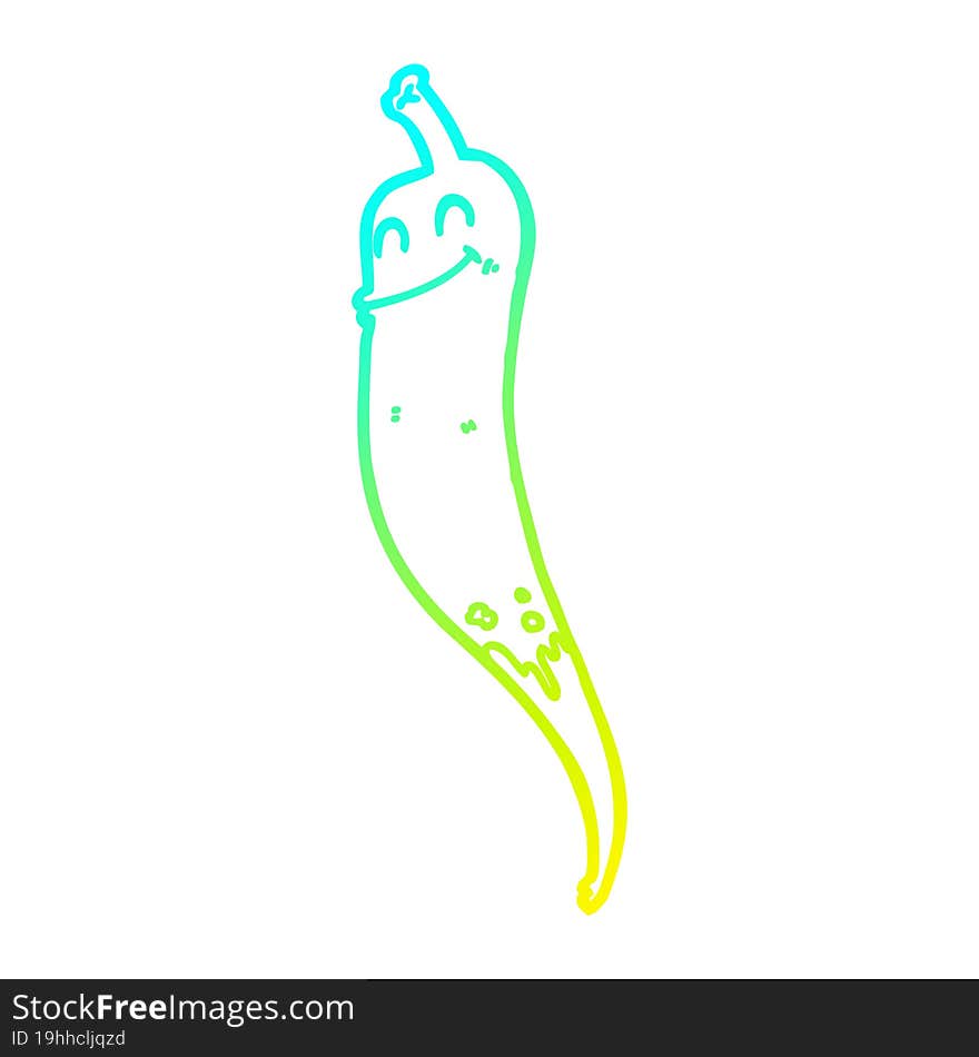 cold gradient line drawing cartoon chili pepper