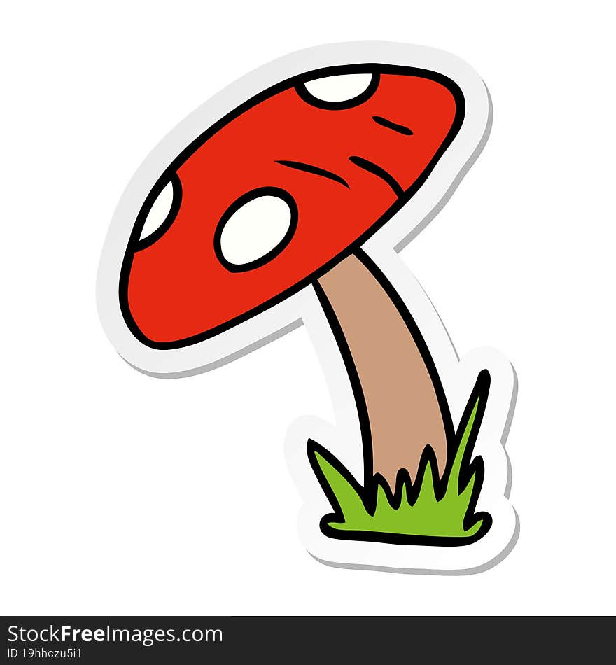 Sticker Cartoon Doodle Of A Toad Stool