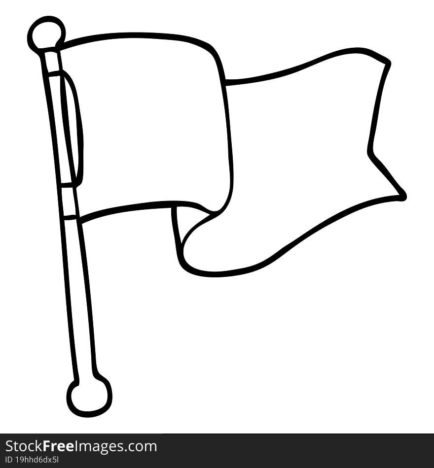 line drawing cartoon white flag waving