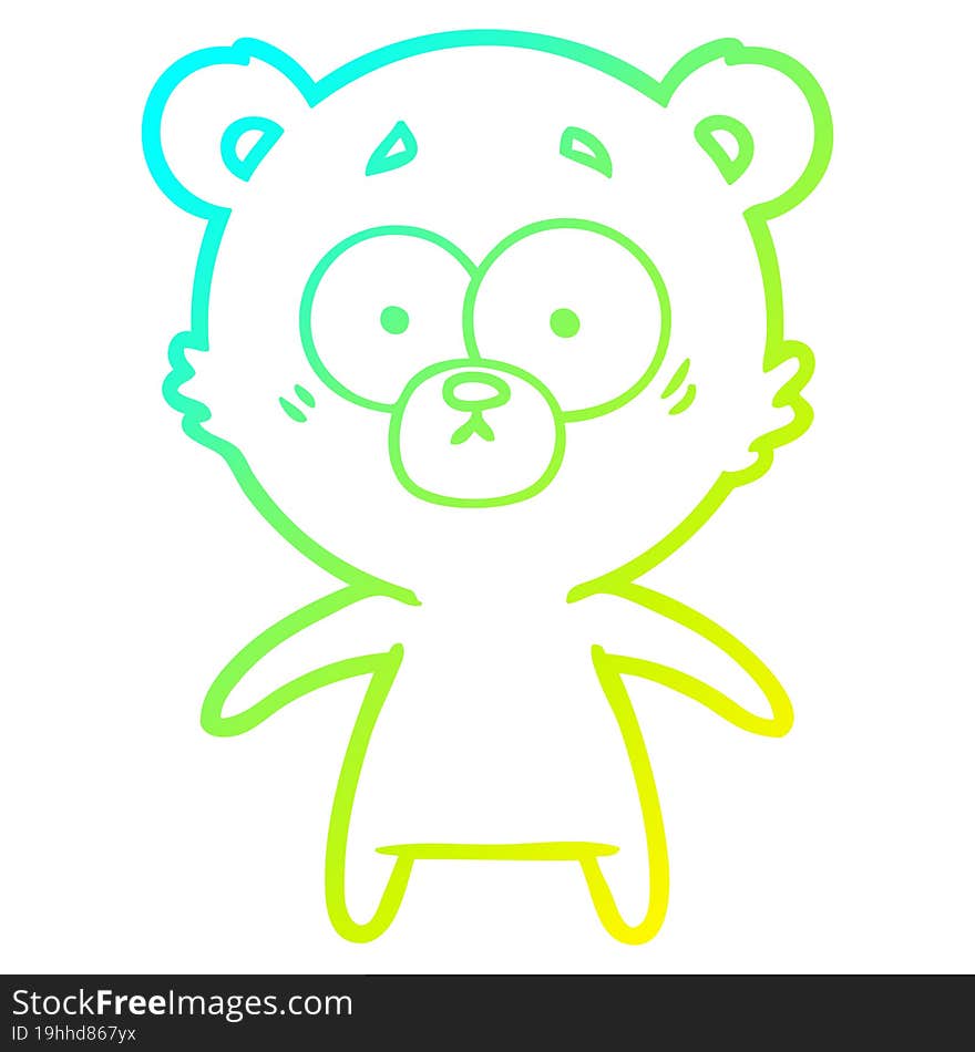 cold gradient line drawing worried bear cartoon