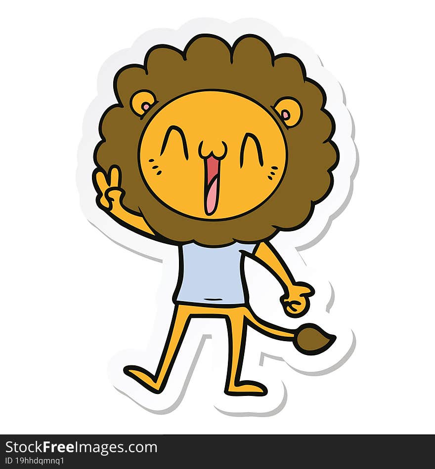 sticker of a happy cartoon lion