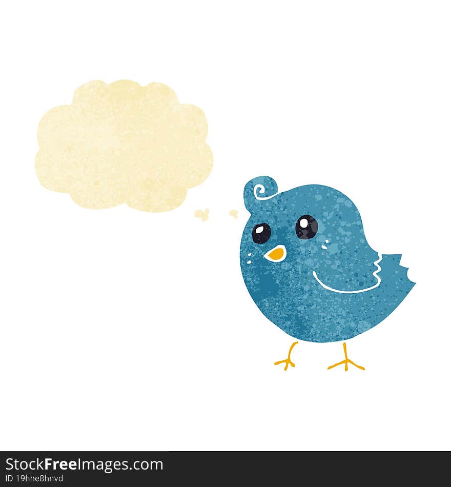 cartoon bird with thought bubble