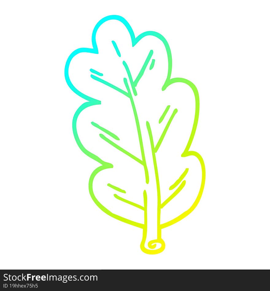 cold gradient line drawing cartoon leaf