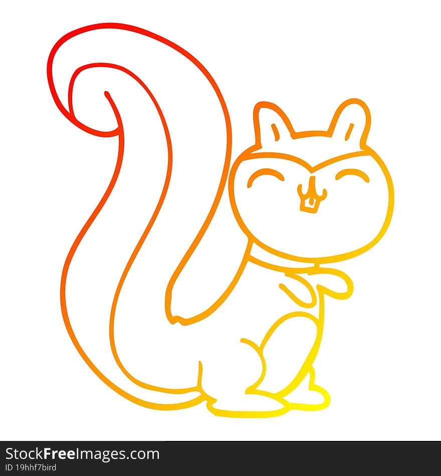 warm gradient line drawing cartoon happy squirrel