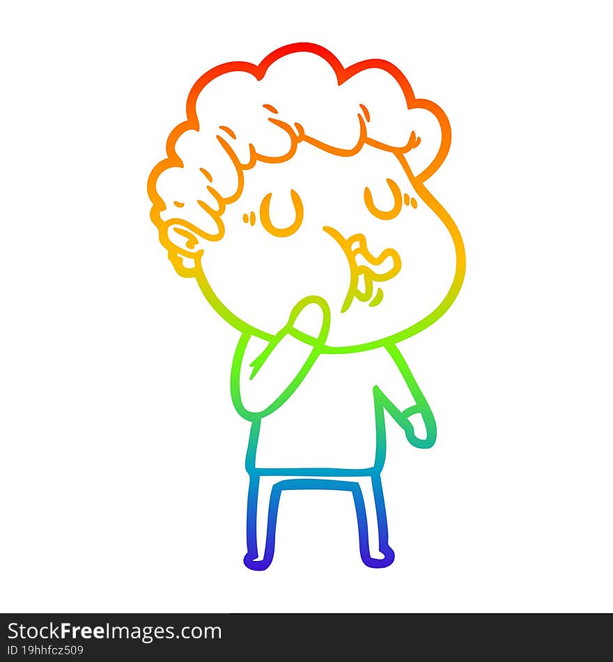 rainbow gradient line drawing cartoon man singing