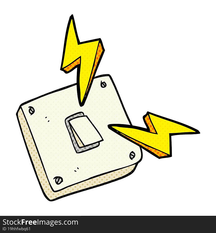 freehand drawn cartoon sparking electric light switch