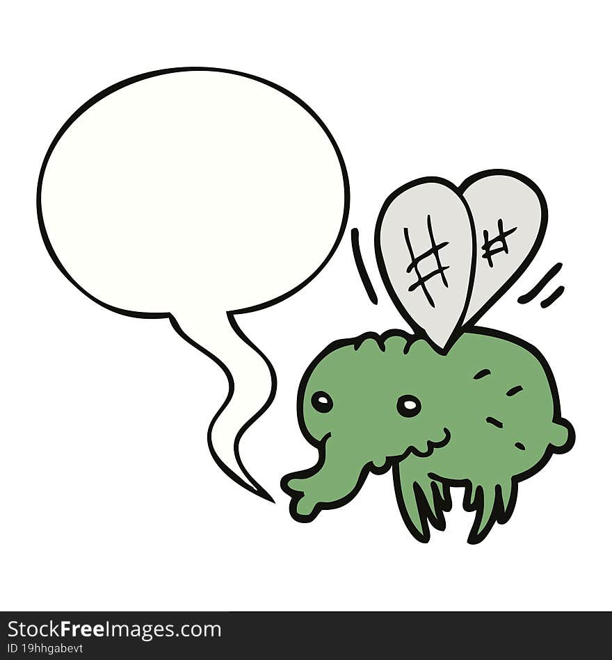 Cartoon Fly And Speech Bubble