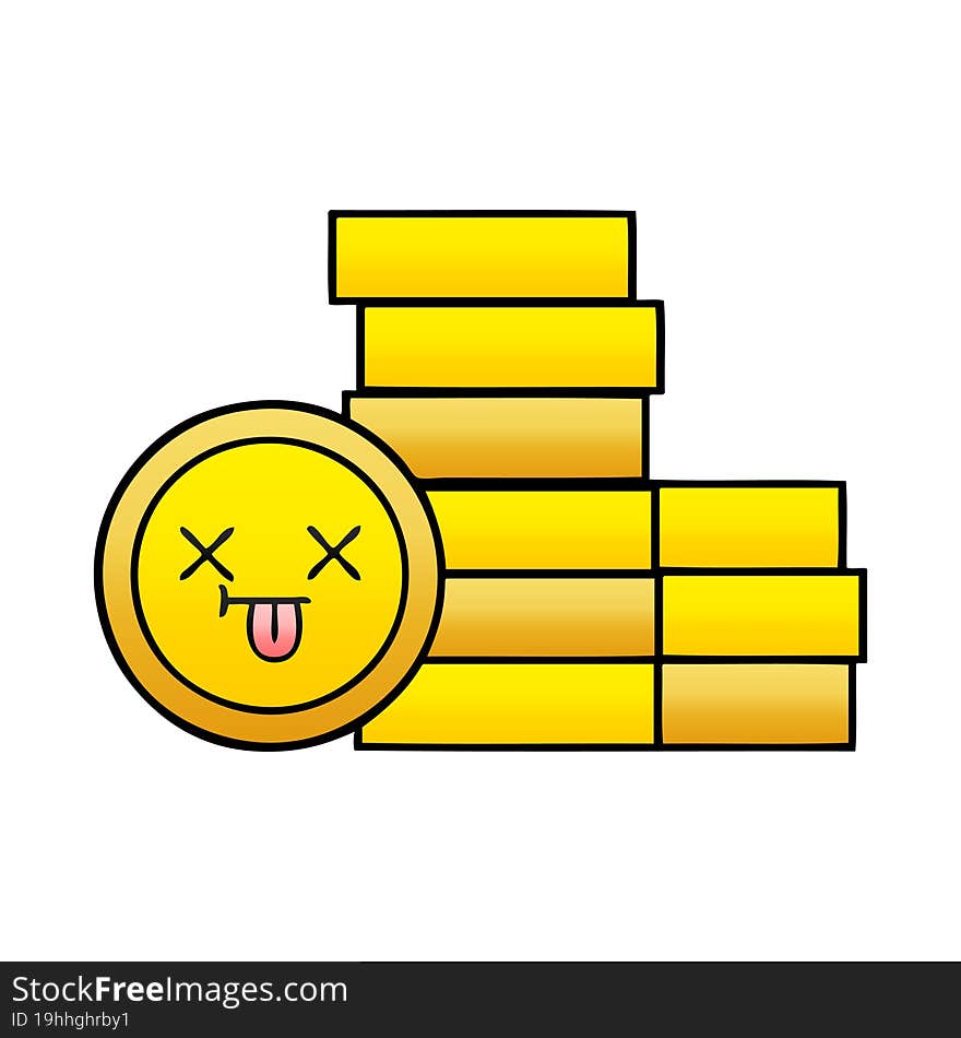 gradient shaded cartoon coins