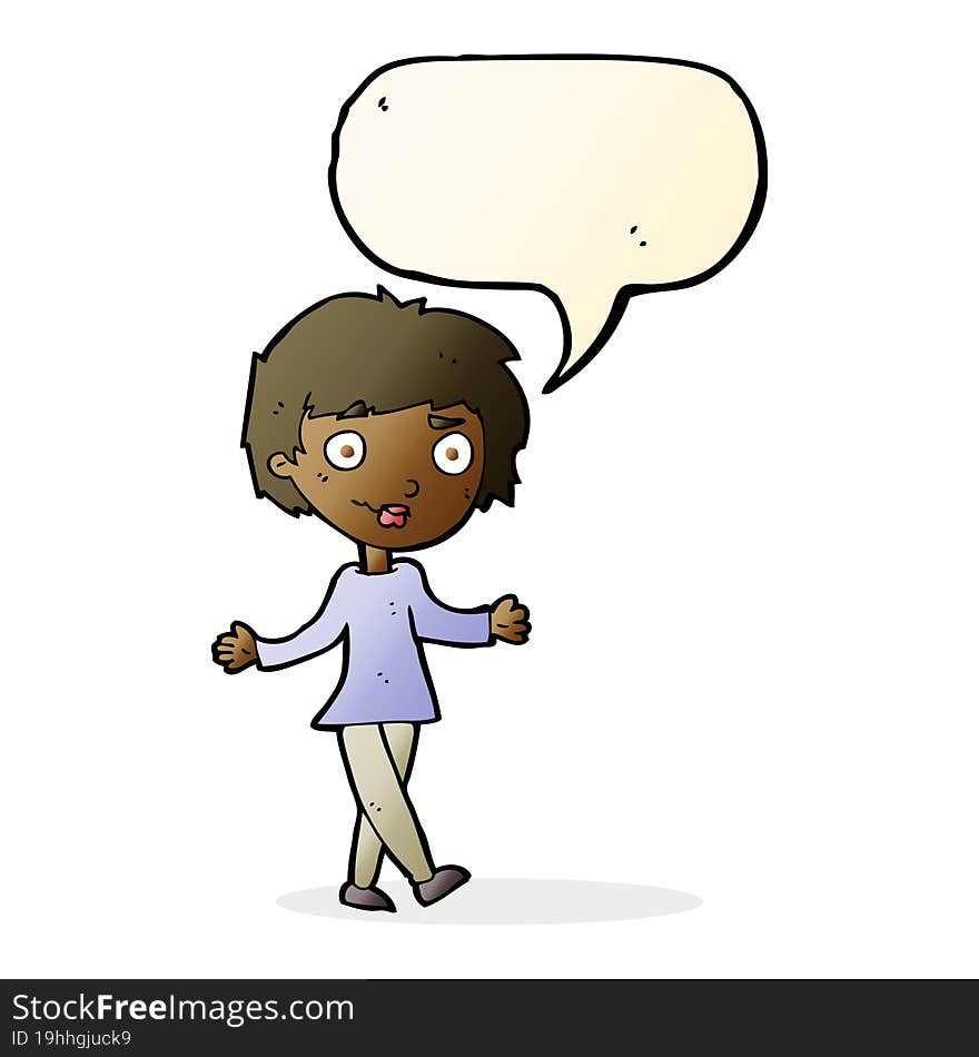 cartoon confused woman with speech bubble