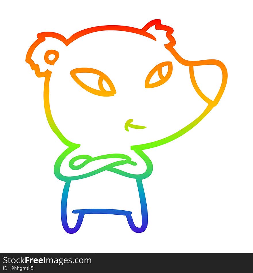 rainbow gradient line drawing cute cartoon bear