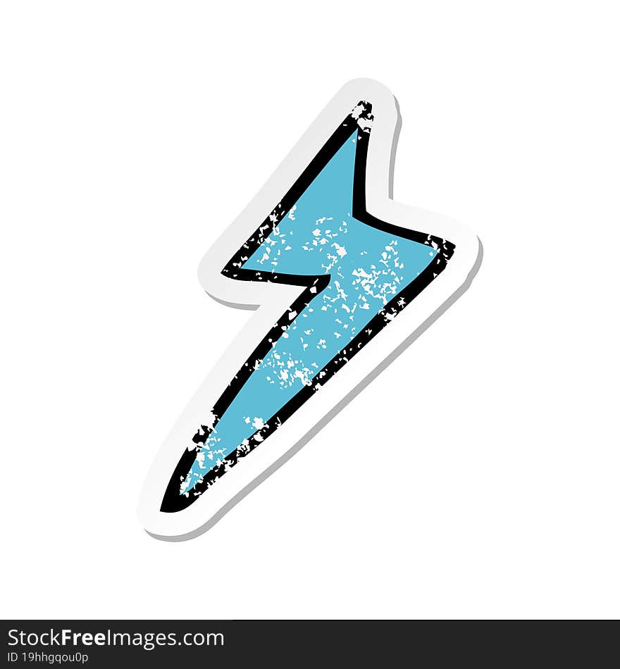 Retro Distressed Sticker Of A Cartoon Lightning Bolt Symbol