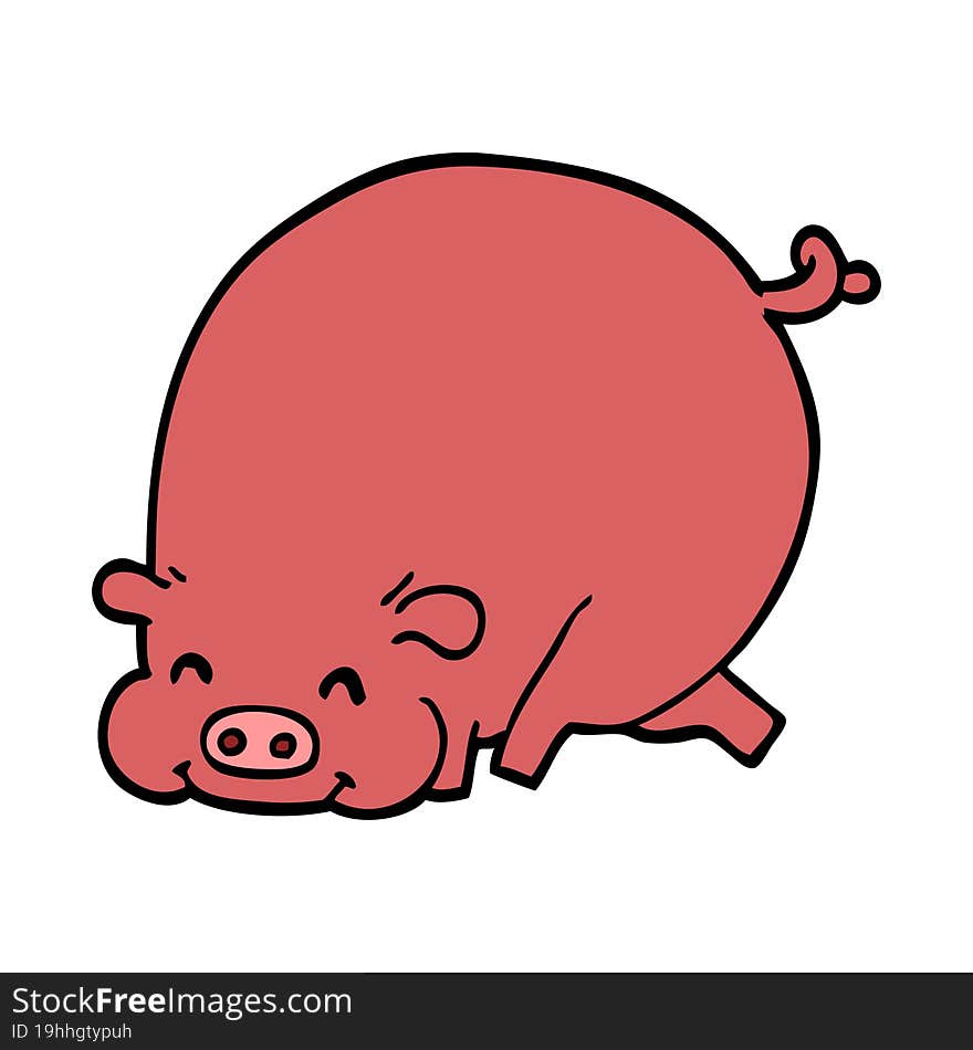 Cartoon Doodle Fat Pig