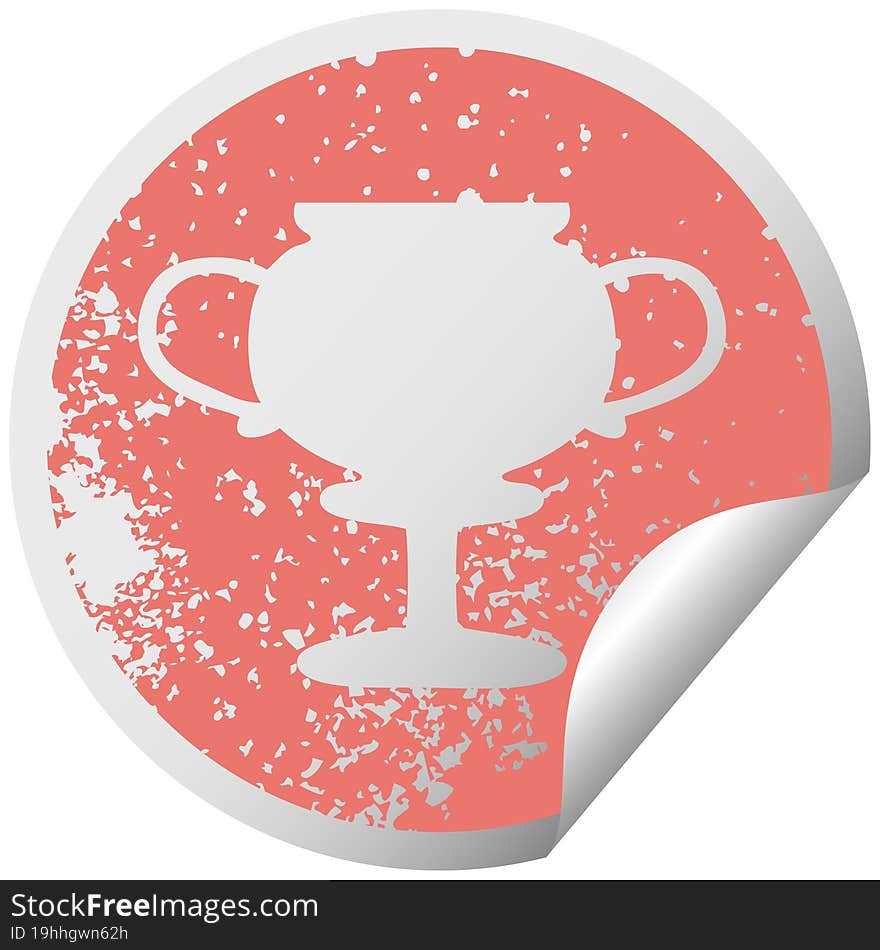 Distressed Circular Peeling Sticker Symbol Gold Trophy