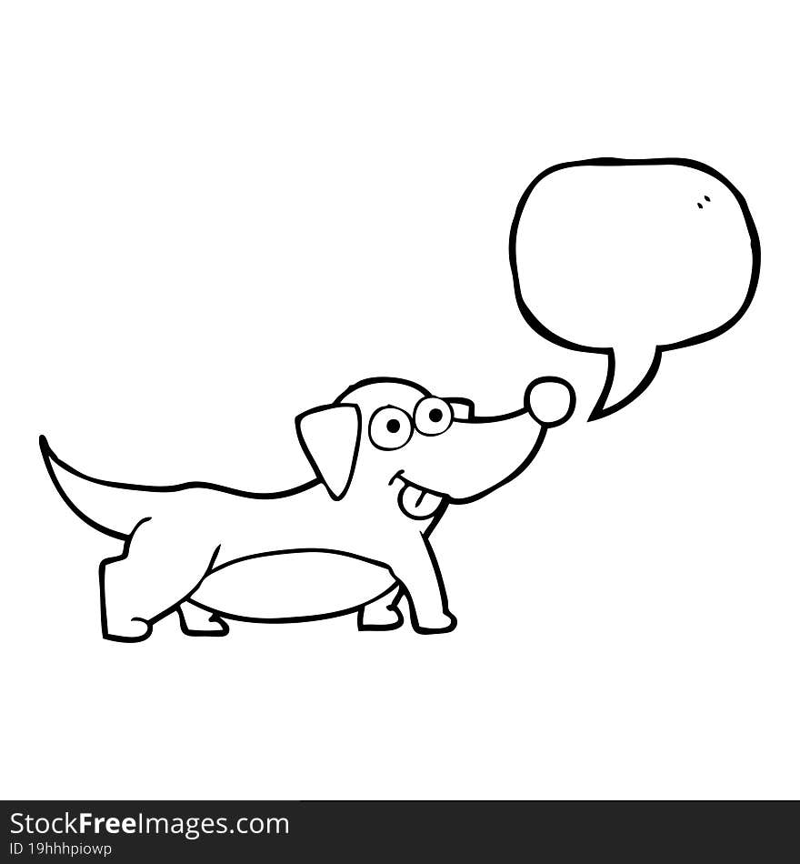 freehand drawn speech bubble cartoon happy little dog