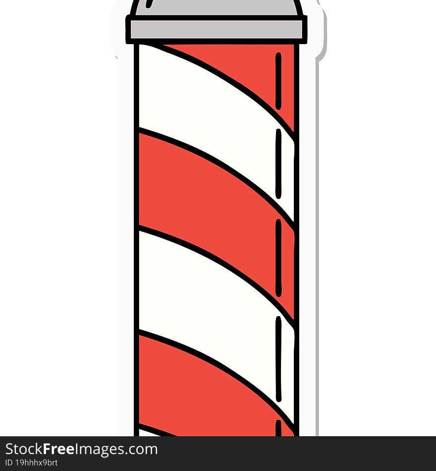 sticker of tattoo in traditional style of a barbers pole. sticker of tattoo in traditional style of a barbers pole