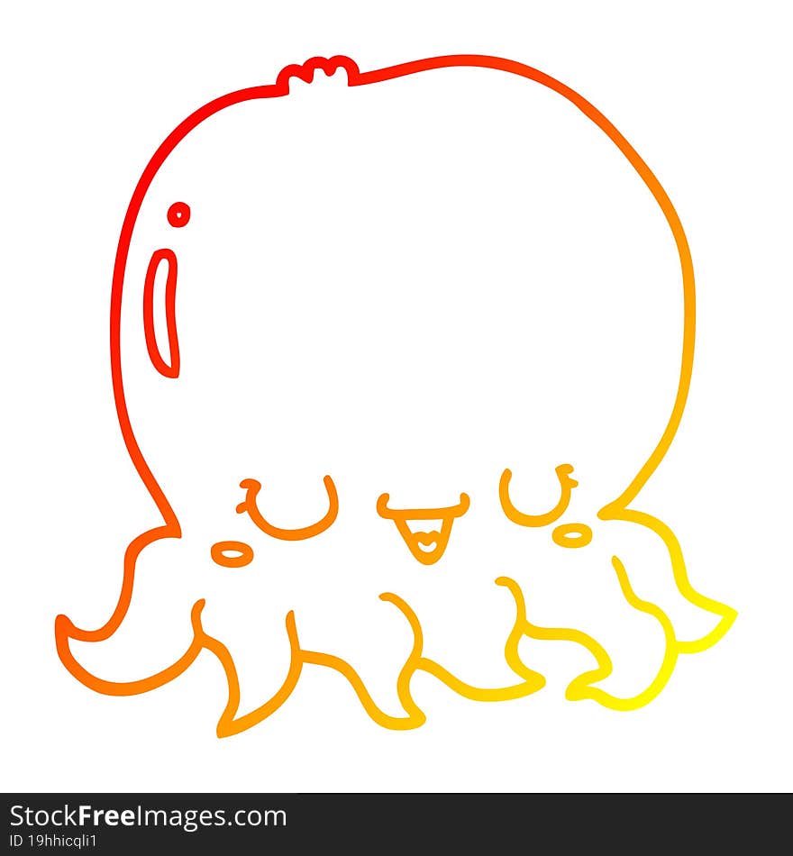 warm gradient line drawing cartoon jellyfish