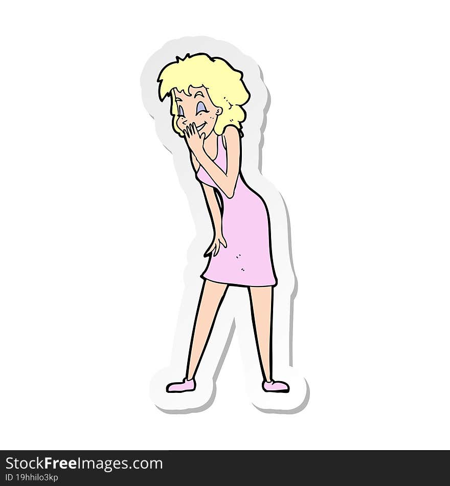 sticker of a cartoon woman laughing