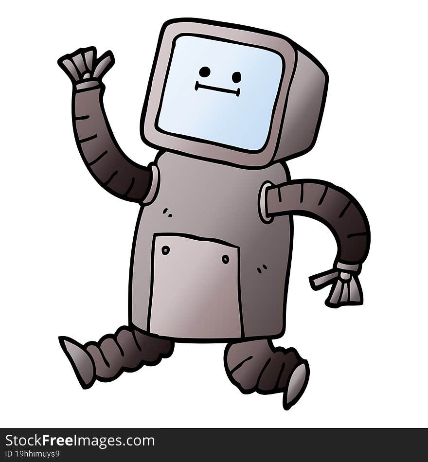 vector gradient illustration cartoon robot running