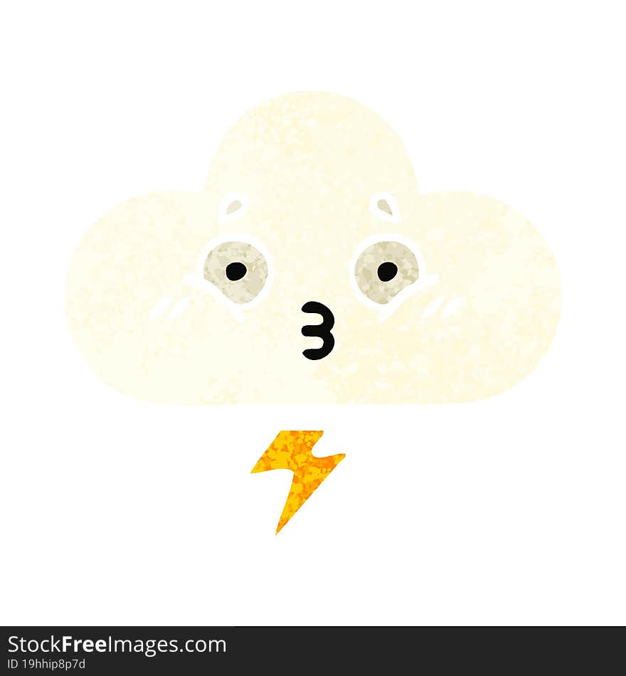 retro illustration style cartoon thunder cloud