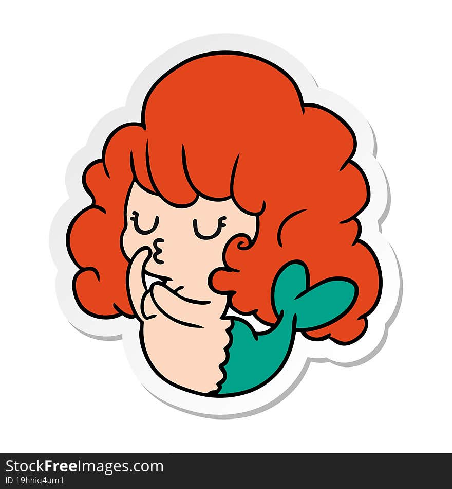 sticker cartoon of cute kawaii mermaid girl