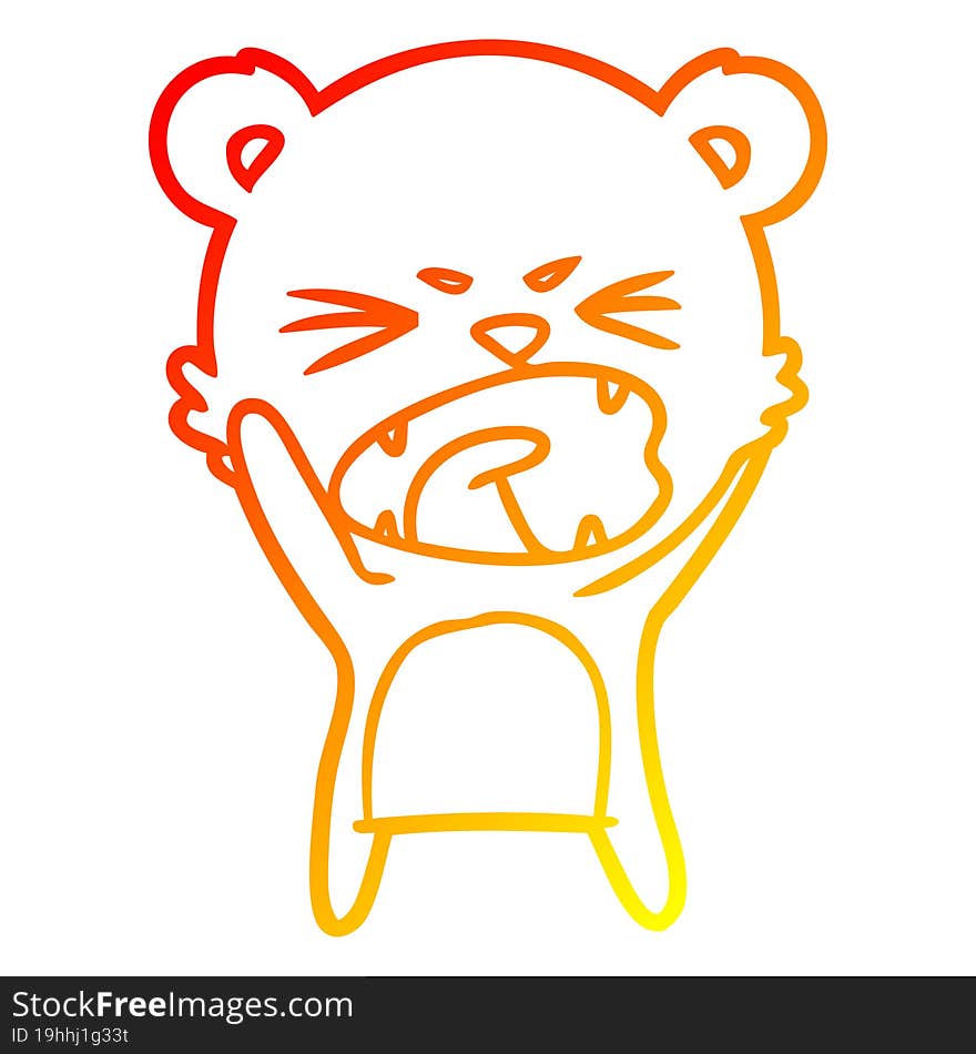 warm gradient line drawing angry cartoon bear shouting